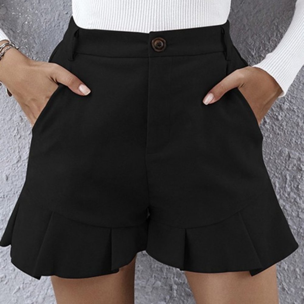 Black Ruffle Ready Shorts